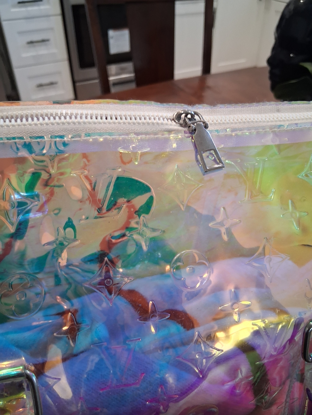 Holographic Iridescent Travel Tote - Clear Rainbow Shine - Picture 6 of 12
